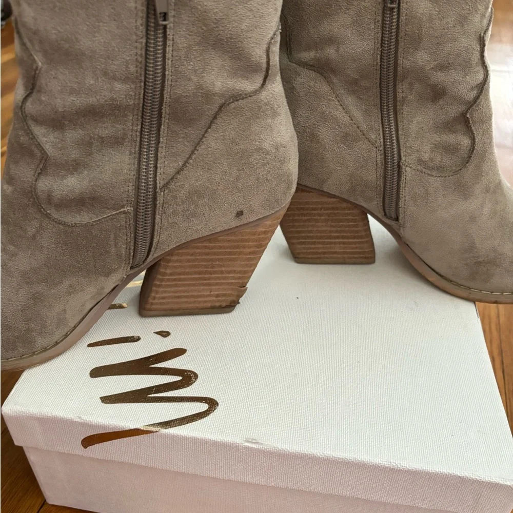 Taupe Suede Booties size 8.5